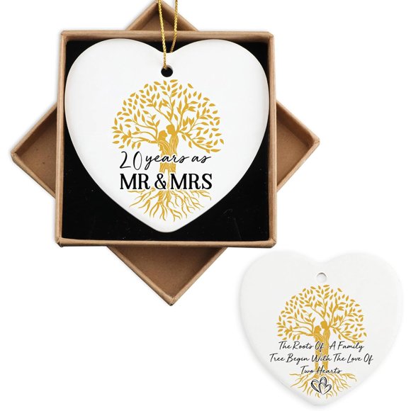 20th Anniversary Marriage Gifts for Couple, 20th Anniversary Wedding Gifts Ornament, 20th Anniversary Decorations for Couple Her Him Wife Husband, 20 Year As Mr and Mrs Ceramic Christmas Ornaments