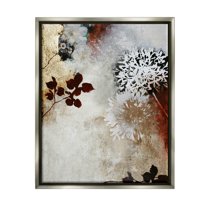Flower Blossom Silhouette Outlines Abstract Graphic Art Luster Gray Framed Art Print Wall Art