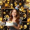 thumbnail image 6 of AUQ Happy Birthday Banner Backdrop, Black and Gold Balloons Large Banner Party Decorations for Men Women, Birthday Poster Sign Poster Background Decor 72X44 Inch, 6 of 7