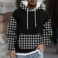 thumbnail image 2 of KeShDi Flannel Shirt for Men Fashion Print Leisure Draw Rope Hooded Sweatshirt Hooded Hoodie Black 4X, 2 of 5