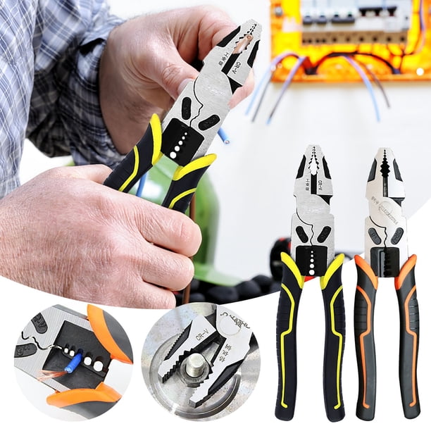 Xihbxyly Alicates Multifuncionales 4 En 1, de Acero Aleado, para Cortar, Pelar y Engarzar Cables, Ideal para Sujetar Tornillos y Tuercas, Herramienta Versátil, para Uso Doméstico y de Bricolaje, Tama