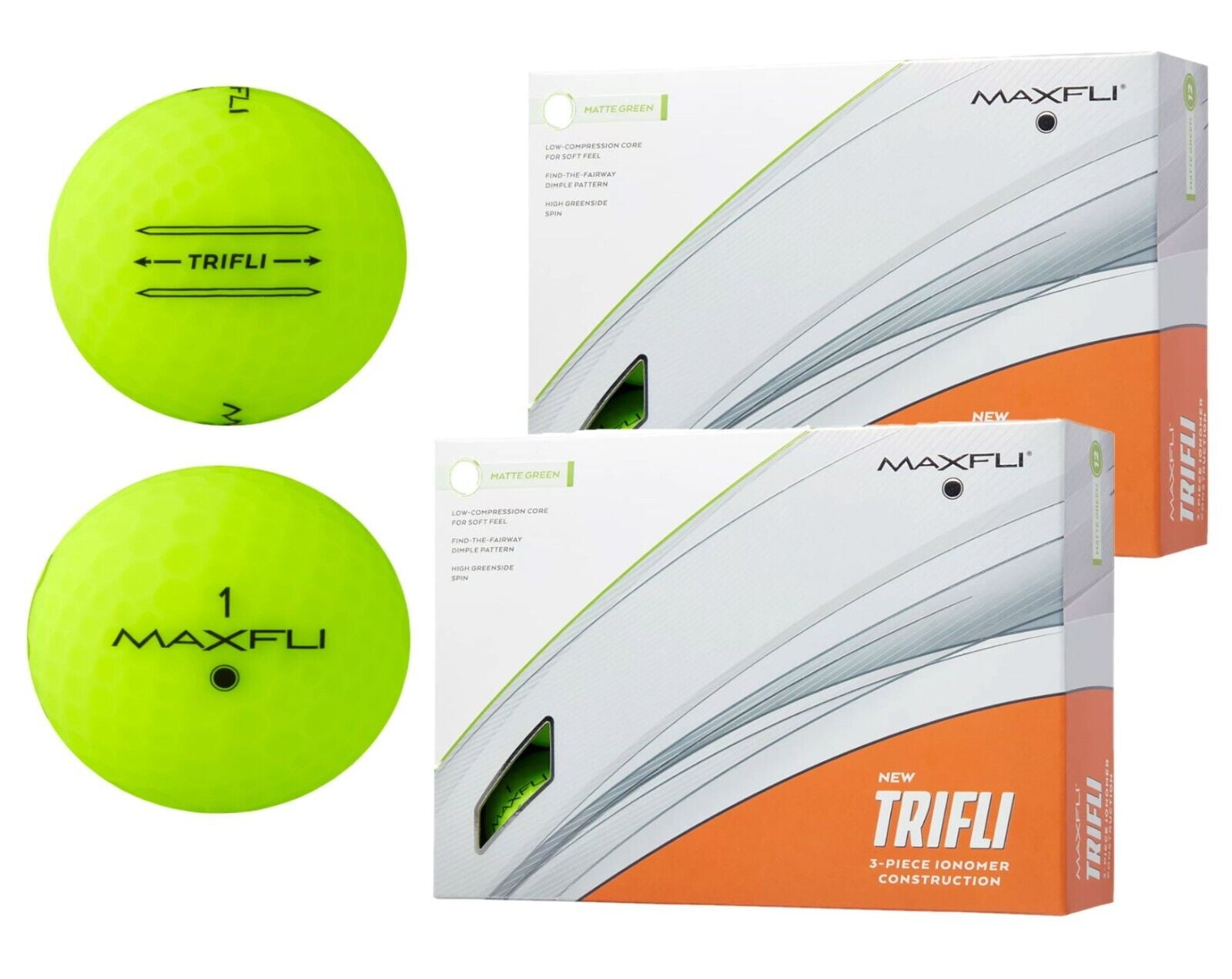 Maxfli 2023 TriFli MATTE GREEN Golf Balls 3 Piece Ionomer Construction