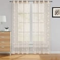 thumbnail image 2 of Yesfashion Sheer Curtains, 2 Panels Leaf Embroidery Sheer Curtains, Textured Solid Grommet Voile Curtains for Living Room Bedroom, 2 of 7