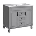 thumbnail image 3 of Harper & Bright Designs 36'' Bathroom Vanity with Top Sink, Modern Bathroom Storage Cabinet with 2 Soft Closing Doors and 2 Drawers, Grey, 3 of 14