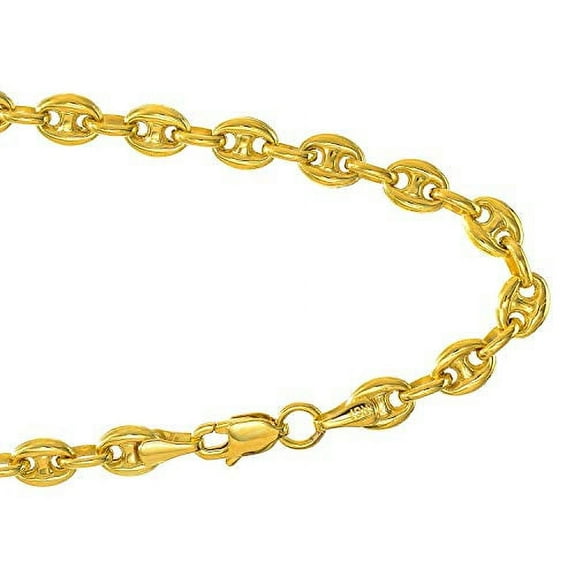 JewelStop 14k Yellow Gold 6.9 mm Puffed Mariner Bracelet, Lobster Claw Clasp-7 Inches, 5.5gr.