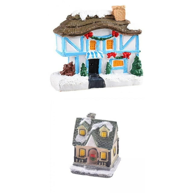 Juego de 2 estatuas de casa iluminadas, adorno de luz, decoración de pueblo, regalo EstiloE
