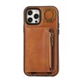 thumbnail image 5 of Allytechgroup Stylish iPhone 12 Pro Max Wallet Case, Secure Phone Case for Apple iPhone 12 Pro Max, Multi-functional and Durable, Ring Holder Hand Wrist Stand Shockproof Case for Women Men, Brown, 5 of 7