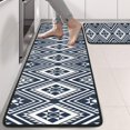 thumbnail image 2 of Kitchen Rugs Sets Of 2,Blue Geometric Diamond Triangle Pattern Anti Fatigue Kitchen Mat Rugs Non Slip Washable,Decorative Kitchen Floor Mats for Kitchen,Sink,Laundry,17"x47"+17"x47", 2 of 5