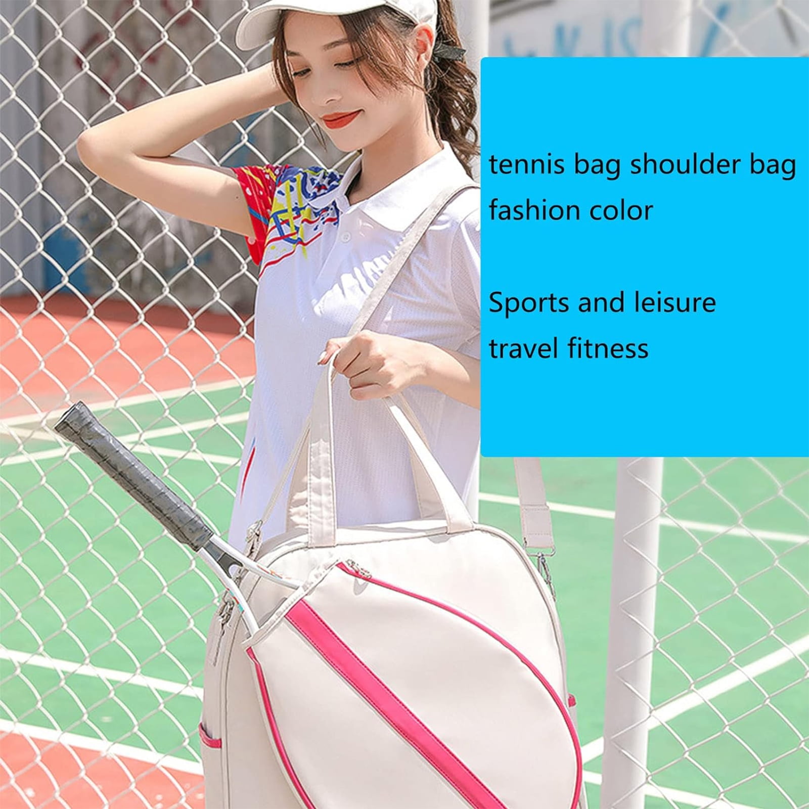 Ladies Tennis Racquet Tote Bag/Large Tote Bag/Sports Racket Backpack/Tennis Badminton Rackets/White