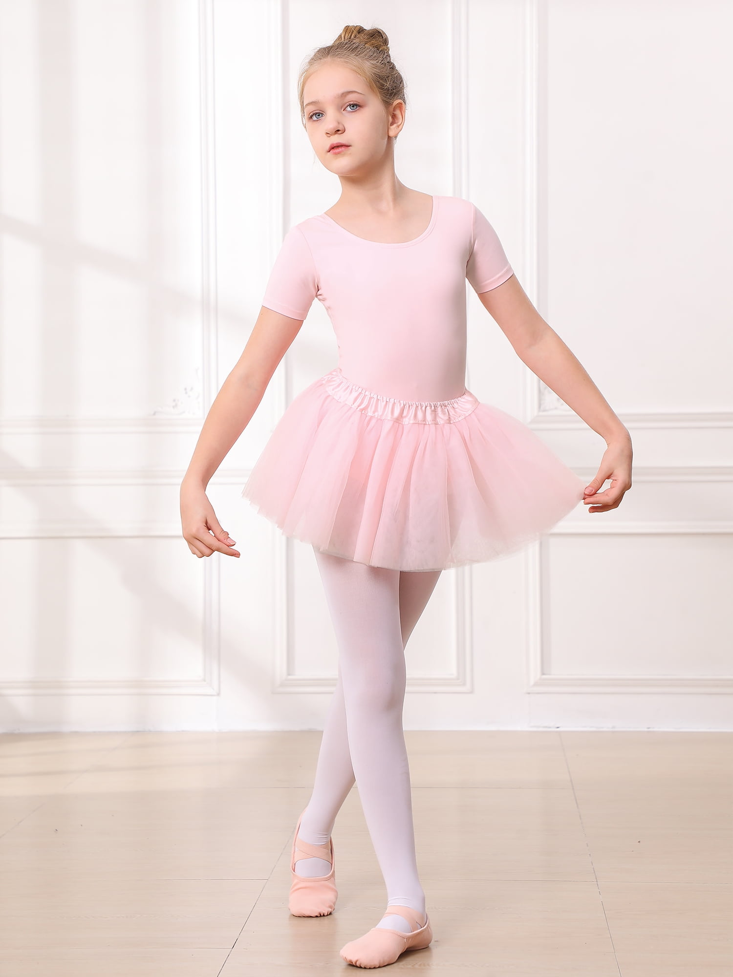 Stelle 3 Piece Short Sleeve Ballet Leotard Set with Elasitc