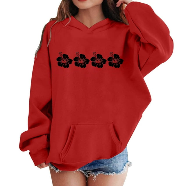 SgJHXb Chandail à Capuchon et Chandails en Molleton pour Filles pour l'Hiver Tenue Décontractée Col Rond Imprimé Lettre Chandail pour Enfants de 2 à 13 Ans Activités Extérieures et Confort Quotidien, Chandail à Capuchon pour Filles Tailles 11-12 Ans