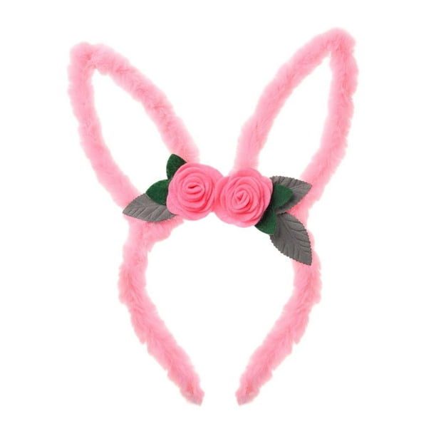 Diadema con Orejas de conejo de Pascua, tocado, decoración, accesorios para el cabello para niñas, aro para el pelo para actuación de disfraces Rosa