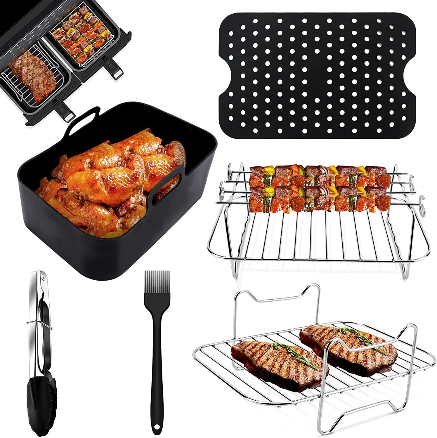 Ninja Foodi 6-in-1 10-qt. XL 2-Basket Air Fryer with DualZone Technology &  Smart Cook System Black DZ550 - Best Buy