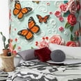 thumbnail image 2 of RKSupls Tapestry Wall Hanging Art, Monarch Butterflies and Pink Roses Cake Hanging Tapestry Decoration for Daily Bedroom, Living Room, Dorm, Apartment Hallway Home Decor,60*50in, 2 of 5
