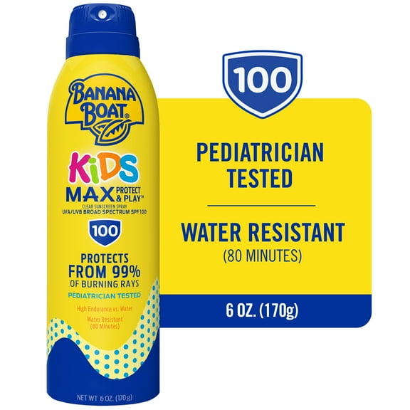 Banana Boat Kids Max Protect & Play Sunscreen Spray SPF 100, Kids Sunscreen Spray, Sunblock, 6 oz