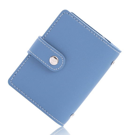 Xiao Hua anti demagnetization business card holder wallet, women's PU leather card wallet, with snap button, blue, 1 piece