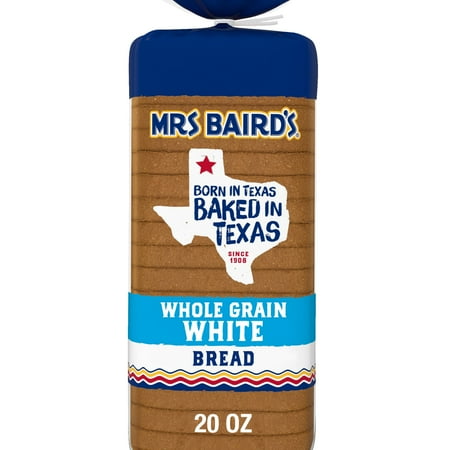 Mrs Baird's Whole Grain White Bread, 20 oz, Whole Grain White Bread, Bag