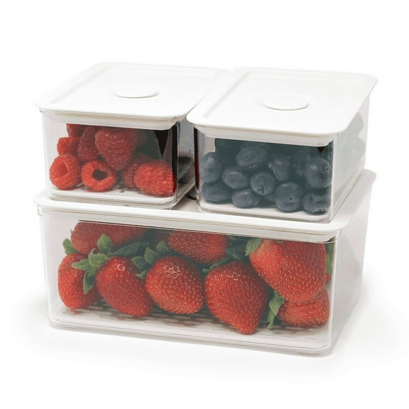 TidyMind Clear Plastic Stackable Fruit Food Storage Container (3 Count)