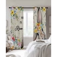 thumbnail image 4 of Easter Blackout Curtains for Bedroom Living Room Darkening Curtains 63 Inches Long Spring Watercolor Vintage Bunny Eggs Flower Window Curtain 2 Panels Set Window Treatment Grommet Drapes 52"x63", 4 of 9