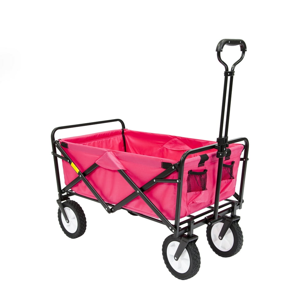 Mac Sports Collapsible Durable Folding Outdoor Garden Utility Wagon Cart, Pink