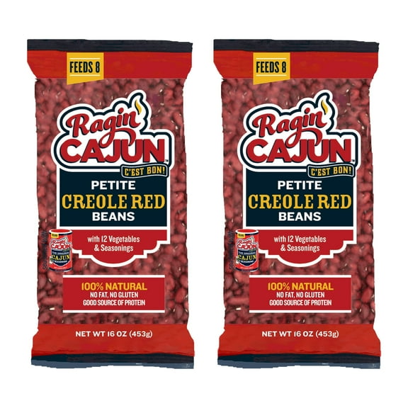 Ragin’ Cajun Seasoned Petite Creole Red Beans, 16 oz Bag, 2 Pack