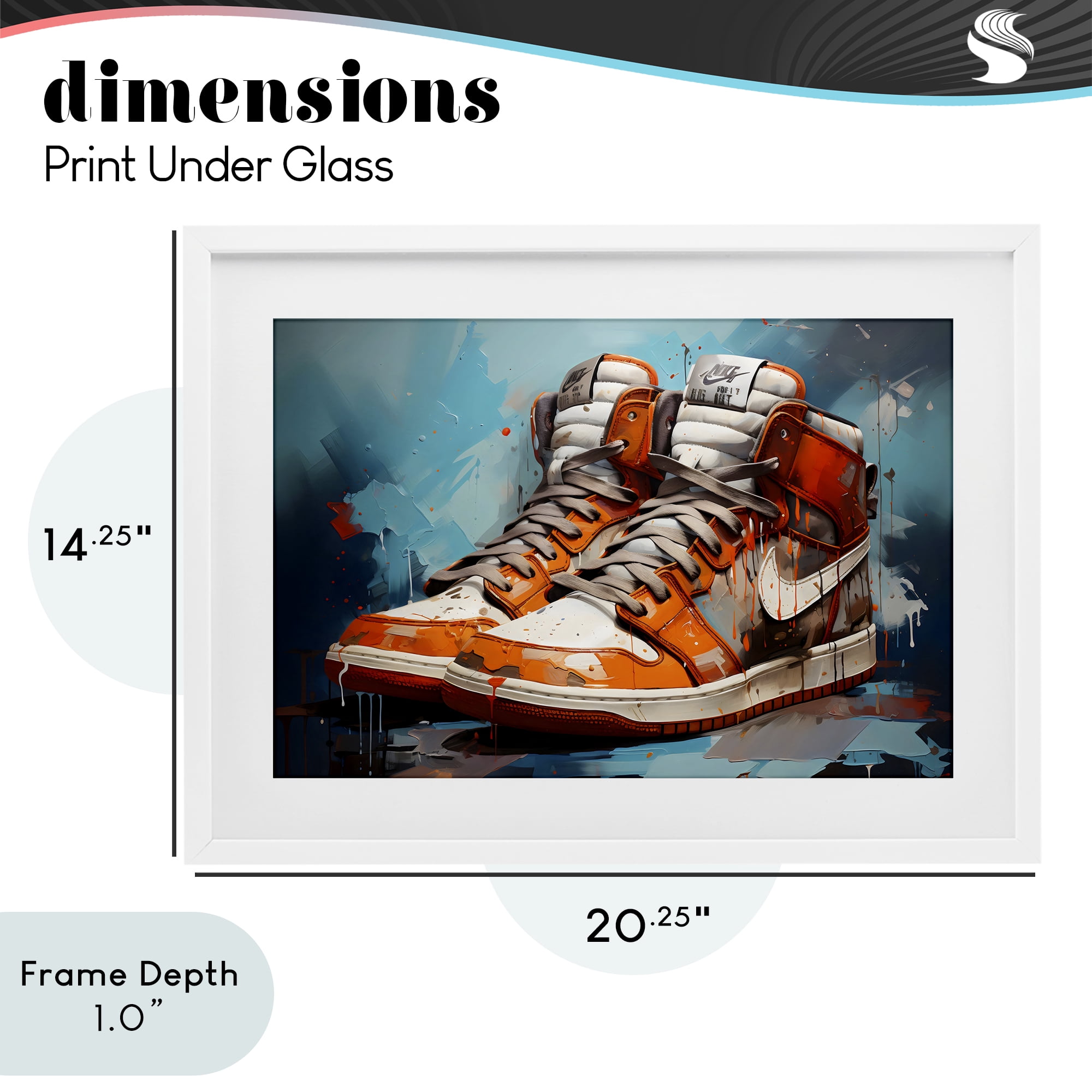 Stupell Industries Red & White Sneakers Splash White Framed Print Under Glass, design by Creative Studio