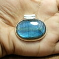 thumbnail image 3 of Natural Large Oval Blue Labradorite Stone 925 Sterling Silver Pendant for Men and Women Gift Jewelry, 3 of 5