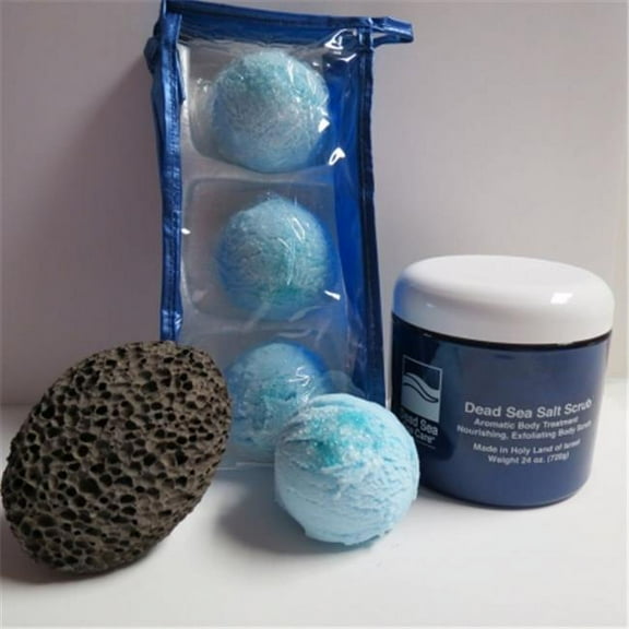 Dead Sea Spa Care DeadSea-BBTOW04 3 Pack Ocean Waves Bubble Bath Truffles, 24 oz Ocean Therapy Dry Salt Scrub & Pumice Stone