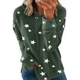 thumbnail image 4 of LUXUR Ladies Sweatshirt Stars Print Pullover Drawstring Hoodies Loose Fit Hooded Tops Long Sleeve Army Green M, 4 of 9