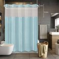 thumbnail image 5 of No Hook Shower Curtain and Liner Set, Sky Blue Striped Washable Fabric Shower Curtains for Bathroom, Bathtub, Farmhouse Stripes Modern Vintage Waterproof Bathroom Curtains 72W x 96H, 5 of 9