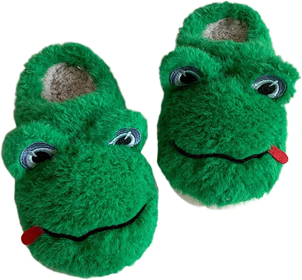 CoCopeaunt Women's Frog Slippers Cute Animal Slippers Bedroom Slippers Winter Fluffy Slippers Fleece Indoor Outdoor Shoe -