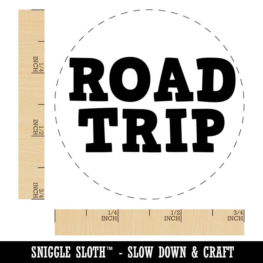 Road Trip Fun Text Self-Inking Rubber Stamp Ink Stamper - Black Ink - Small 3/4 Inch