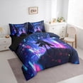 thumbnail image 3 of Feelyou Modern Tokyo Samurai Bedding Comforter Set 7 Pieces, Japanese City Scenes Full Bedding Set, Cartoon Anime Warrior Reversible Fitted Sheet Flat Sheet, Microfiber Bedroom Decor, 3 of 8