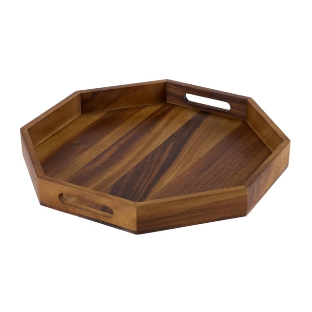 Bandeja para servir Kalmar Home, octagonal, madera de acacia, 13 cm