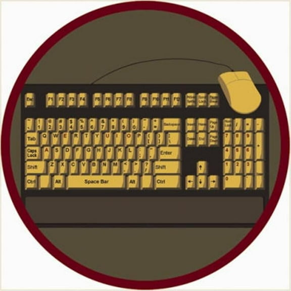 Keyboard Connection Brown 7 ft.7 in. Round  WearOn Nylon Machine Tufted- Cut Pile Educational Rug