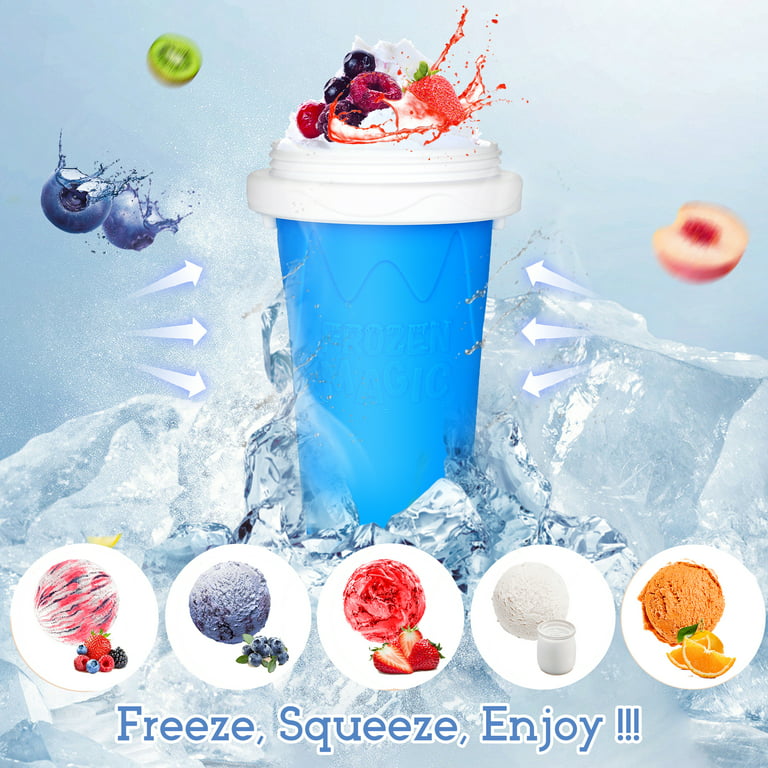 Slushy Maker Cup, Smoothie Pinch Ice Cup, Quick Frozen Smoothie Cups with  Lids, Cooling Cup Squeeze Cup, DIY Homemade Milk Shake Ice Cream Maker  Smoothie Cups for Kids Adults Summer 