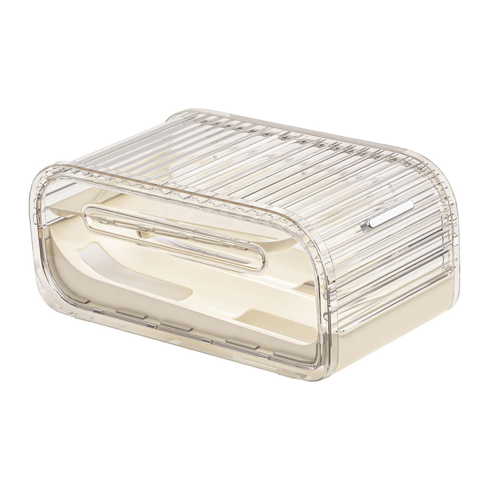 Fiocias Egg Holder for Fridge Clear Automatic Rolling Egg Organizer Tray Storage Bin for