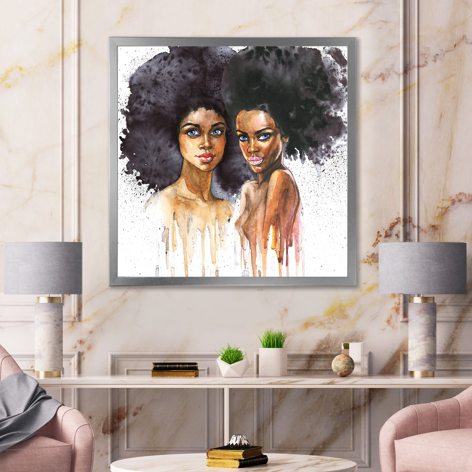Designart 'Portrait of Two African American Women' Modern Framed Art Print
