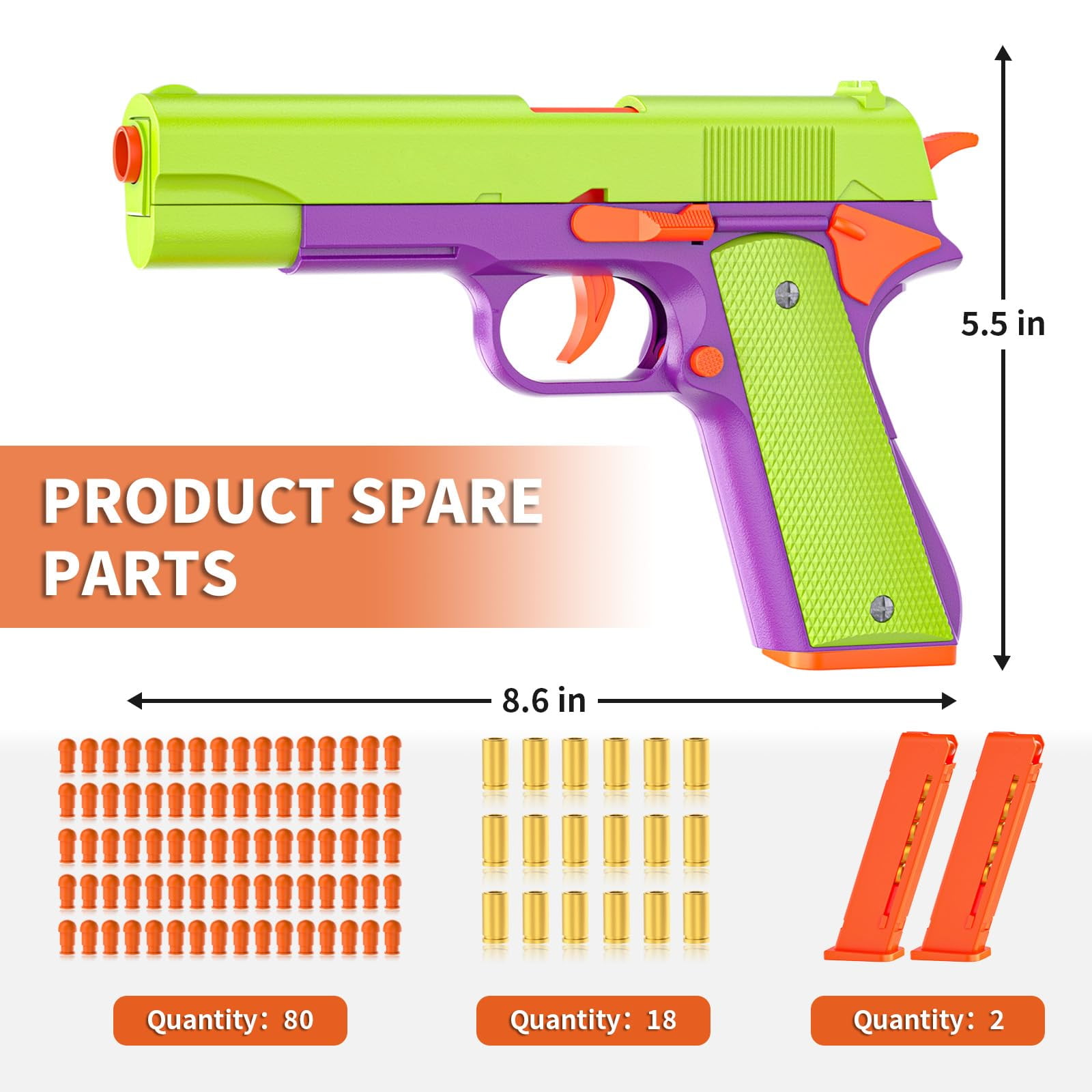 Toy Gun Ejector Shell Outdoor Blaster 30ft Range 18 Darts