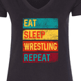 thumbnail image 4 of Inktastic Eat Sleep Wrestling Repeat Women's V-Neck T-Shirt, 4 of 5
