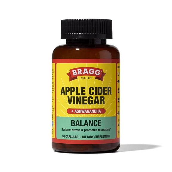 Bragg Apple Cider Vinegar Balance Supplement, 1877mg ACV Blend with 750mg Acetic Acid, 90 count