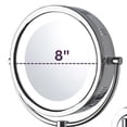 thumbnail image 2 of Jerdon 8-inch Diameter Makeup Mirror with LED Lighting - 5X-1X Magnification, Chrome Finish-Model HL165CD, 2 of 8