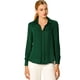 thumbnail image 1 of Camisa de trabajo Unique Bargains de manga larga blusa elegante cuello En V oficina mujer Verde oscuro S, 1 of 6
