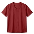 thumbnail image 4 of hoksml Men's V Neck Short Sleeve Cotton Linen T Shirt, Solid Color Breathable Casual Tops for Beach Daily Wear and Summer Casual, 4 of 8