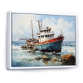 thumbnail image 2 of Designart "Nautical Adventure Boating and Fishing" Coastal Framed Wall Art - Coastal Blue Coastal Boat Entryway Framed Wall Art Print, 2 of 6