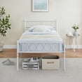 thumbnail image 3 of Tamaño individual size metal marco de cama con heart-shaped cabecero y footboard 12.2in underbed almacenamiento in blanca, 3 of 7