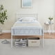 thumbnail image 3 of Tamaño individual size metal marco de cama con heart - shaped cabecero y footboard, 12.2in underbed almacenamiento in blanca, 3 of 7
