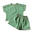 thumbnail image 2 of Delliss Girls Summer Striped Tops and Shorts Set Cute Two Piece Outfits Casual Sweat Tracksuit 1-10Years, 2 of 8