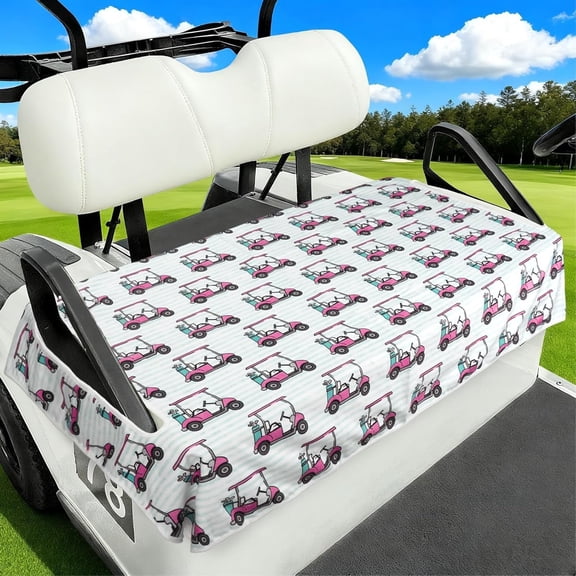 Pink Cartoon Golf Cart Pattern Golf Cart Seat Covers, Universal Fit for EZGO, Club Car, Yamaha 52"x32", 2 Passenger Golf Cart Seat Protector, Durable Washable