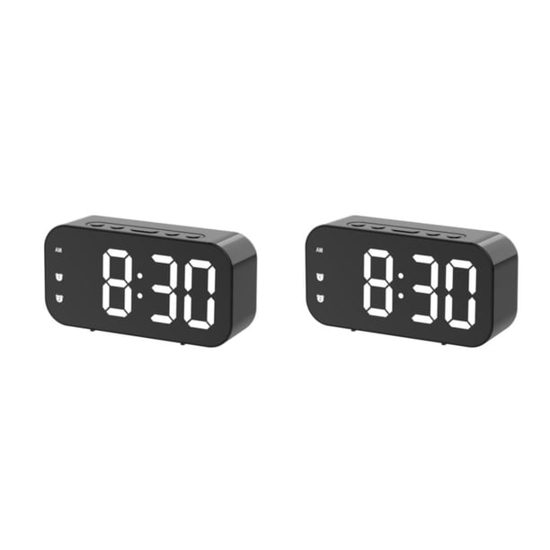 Reloj despertador digital Injueey espejo pantalla LED Negro 2Conjunto